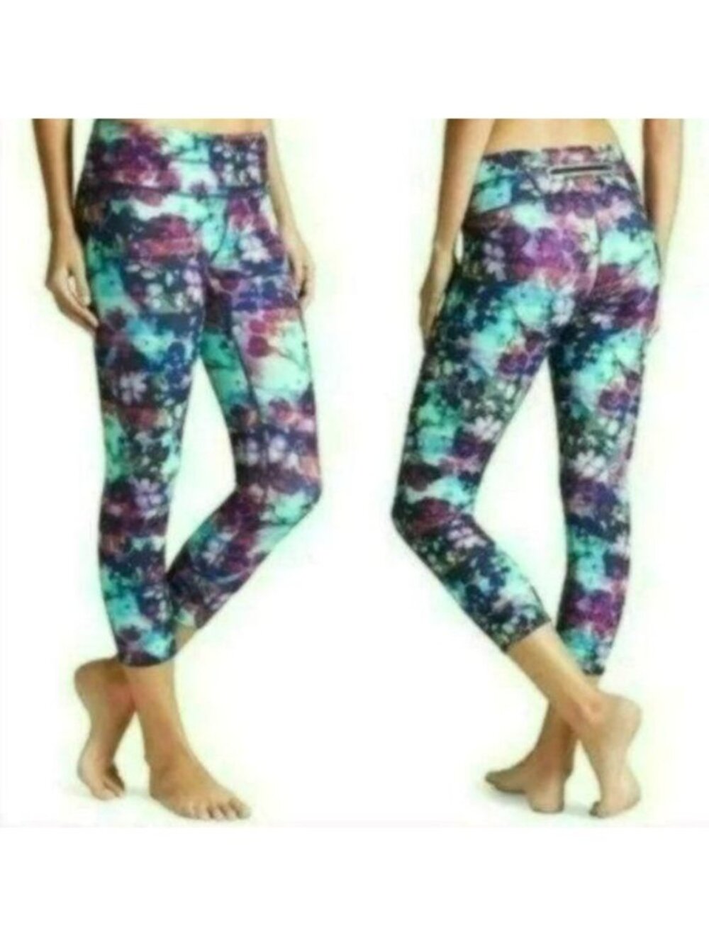 Athleta Sonar Women's Extra Small Multicolor Tight Fit Activewear Capri Leggings